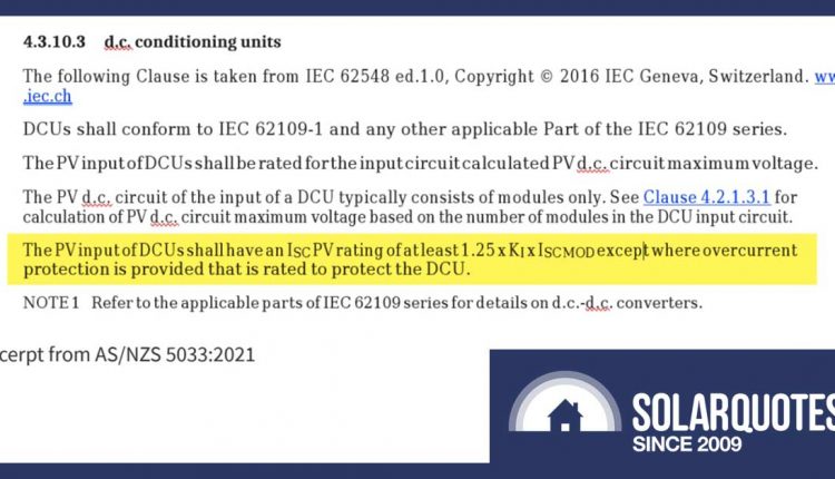 1.25x solar inverter rule - Australia
