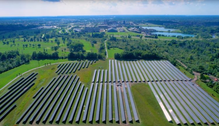 solar panels in green fields