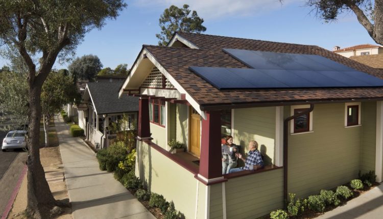 Solar panels on roof of house