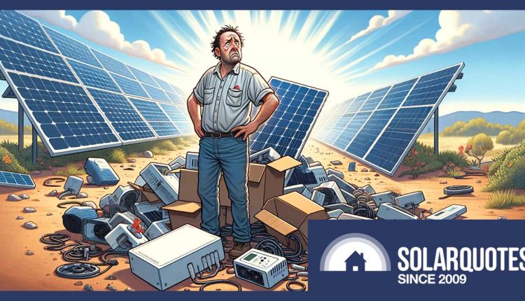 solar panel installer with scrapped solar equipment