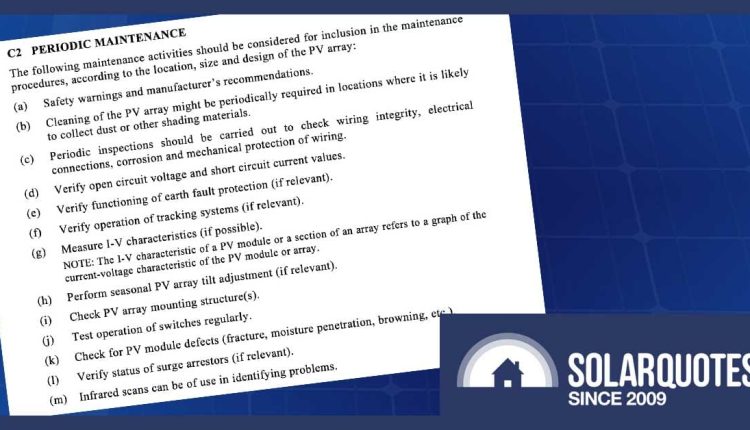 Solar array maintenance rules