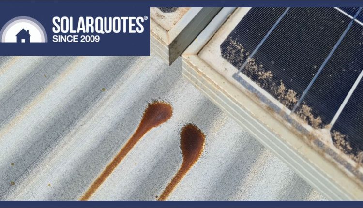 galvanic corrosion of a roof caused by solar