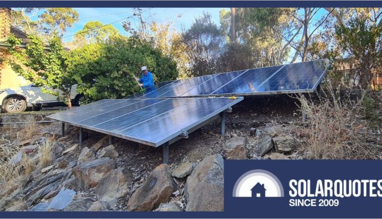 Solar panels in a domestic garden