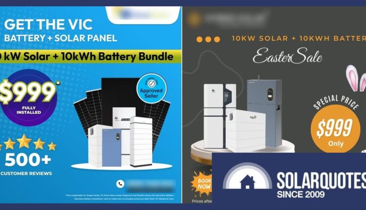 Examples of ads promoting $999 solar + battery deals