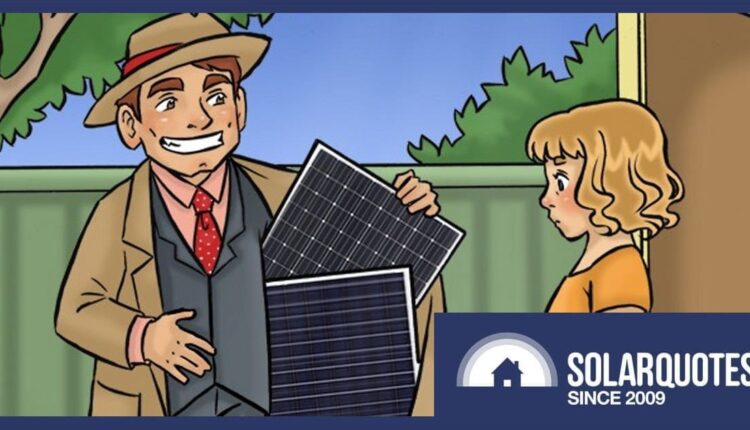 A shonky door-to-door salesperson selling solar power systems