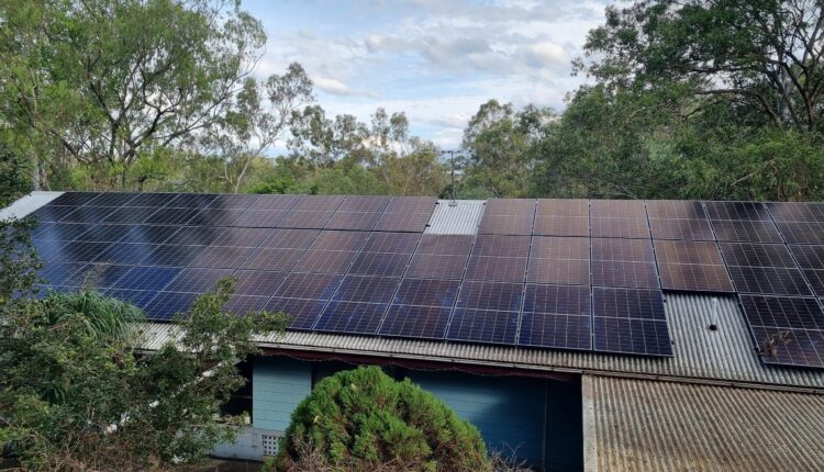 Solar panels on a tin roof