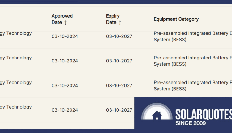 Clean Energy Council solar product listing