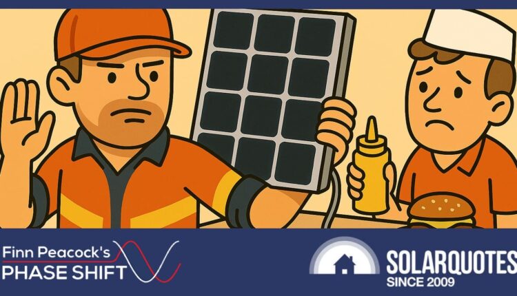 A solar installert next to someone holding mustard