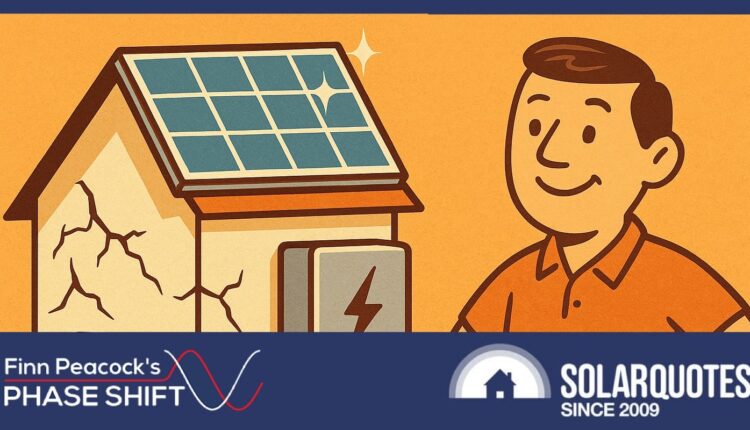 Shiny solar panels on a broken home