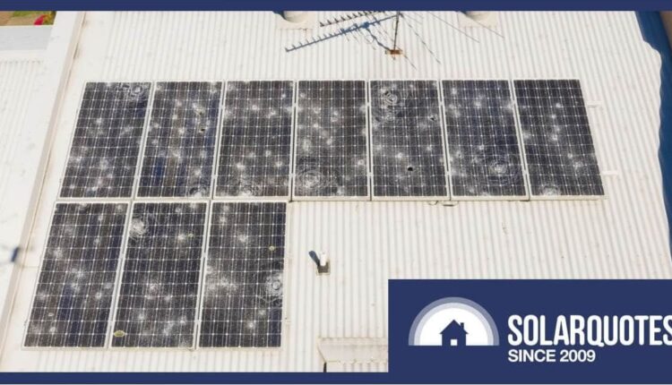 Solar panels damaged by a hail storm in Australia