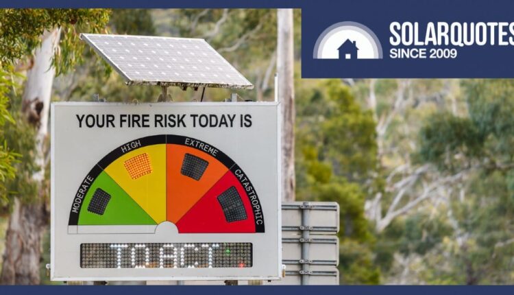 A bushfire rating sign with solar